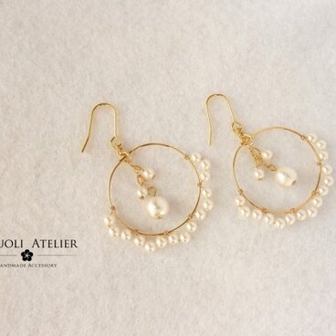 パールのフープピアス