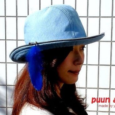 ジッパーがアクセントのデニムハット