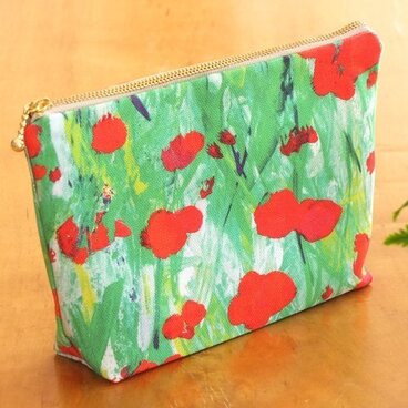 「ポピー」オリジナル柄の手作り化粧ポーチ/ペンケース
