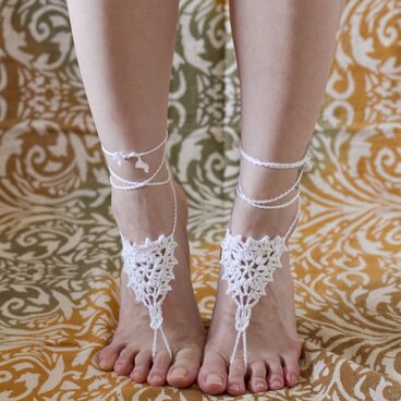 レース編みのアンクレット　Frill