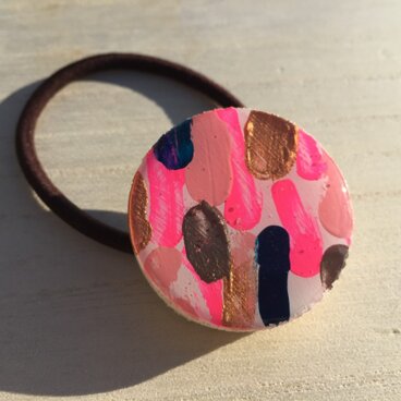 wood hair elastic: pink