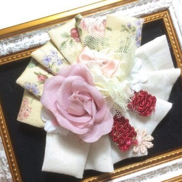 ヘアピンブローチ（バラとりぼん）〜シエルライン〜