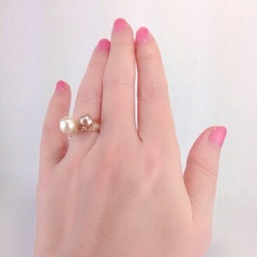 2粒コットンパールリング