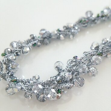 ●sold out●シルバー系カットガラスネックレス