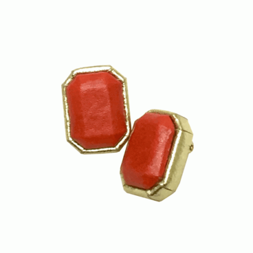 LEATHER JEWEL CLIP EARRINGS