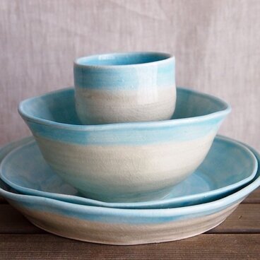 ディナーセット３（水色と灰色）