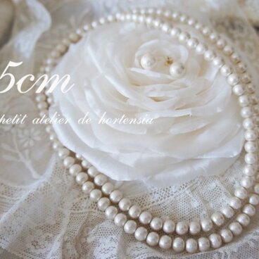 キスカまたはホワイト6mm☆38～45cmコットンパールネックレス☆14kgf変更可☆結婚式入学式