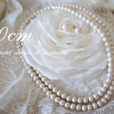 キスカまたはホワイト6mm☆70cmコットンパールネックレス☆14kgf変更可☆結婚式入学式