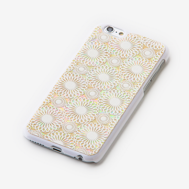 iPhone6/6sケース 天然貝ケース（鞠・白カバー）＜螺鈿アート＞