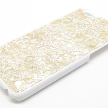 iPhone7/6/6sケース 天然貝仕様（星のかけら・白カバー）＜螺鈿アート＞