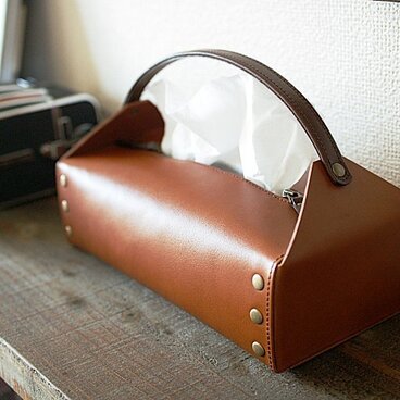 持ち手つきティッシュBOXケース <ブラウン>【受注製作】