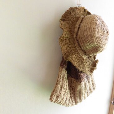 【I様ご予約品】麻紐×黄色がかったグリーンの麻紐の帽子(1)