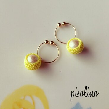 bonbon　コットンパール　イヤリング〜Yellow〜