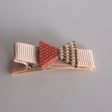 しましまリボンのベビーピン ピンク×ホワイト