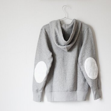 キルティング エルボーパッチ パーカー （グレー）Mサイズ