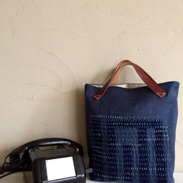 刺し子バッグ 「澪標」〜みおつくし〜