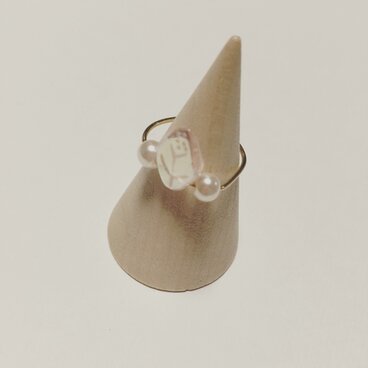 葉っぱとパールのリング