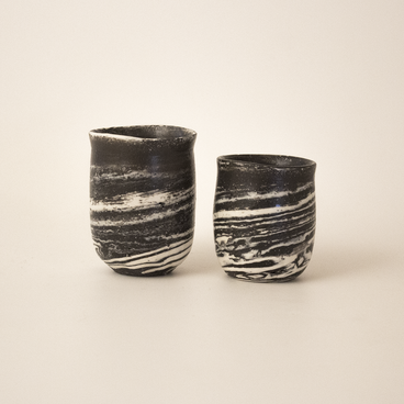 小さなカップ 2コセット -Black&White-