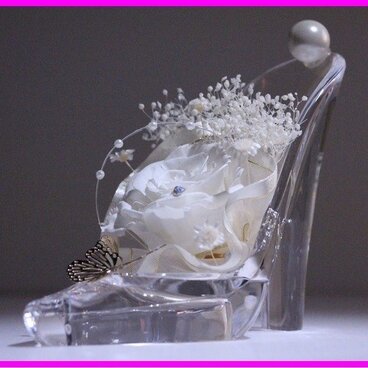 魔法のクリスタルヒール・リボン(ローズ・ホワイト)