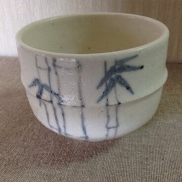 志野焼茶碗（竹林）