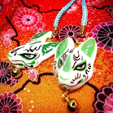 アウトレット✴︎狐面ストラップ「蓬(よもぎ)」