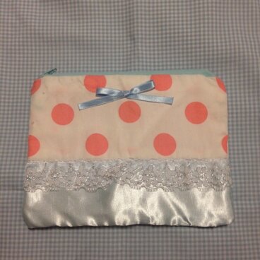 スクエアポーチ ピンク水玉