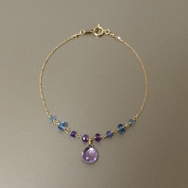 K18　ピンクアメジストとカラーストーンのブレスレット