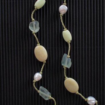 けいねこ様ご予約品・フローライトとレモンジェイドのネックレス