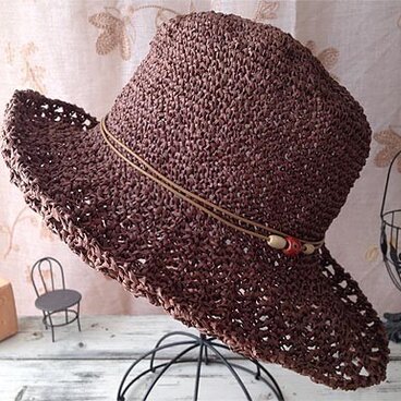 和紙のつば広ハット【チョコ】