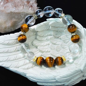 【天然石】希少なヒマラヤ水晶ブレスレット タイガーアイ５A