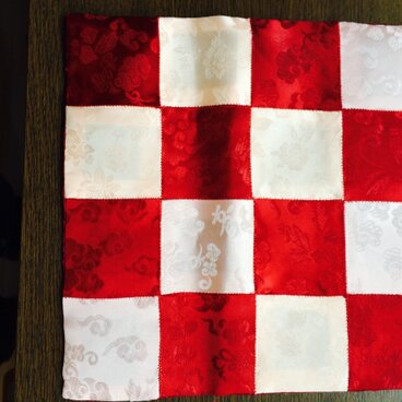 赤とピンクのチェッカーポジャギ