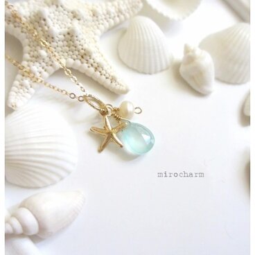 パールとヒトデのオーシャンネックレス*14KGF