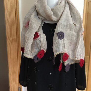 春夏用　リネンと羊毛のストール（ショート）