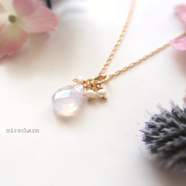 紫陽花クォーツのチャームネックレス * 14Kgf