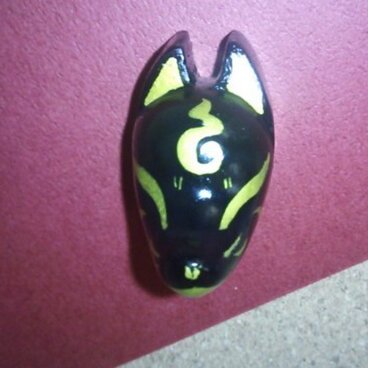 木製ミニ黒狐面 狐火