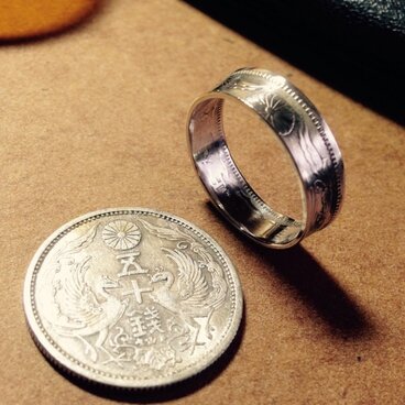 和柄コインリング 50銭銀貨