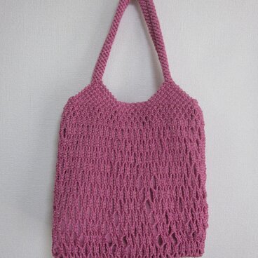 マクラメバック【ピンク色（ラメゴールド）】