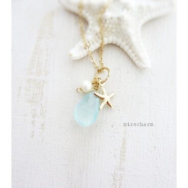 パールとヒトデのオーシャンネックレス（大）*14KGF