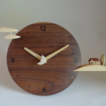 木製時計－丘の家（ブラックウォールナット）