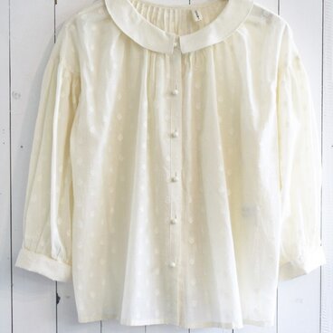 2way スモックブラウス　水玉キナリ