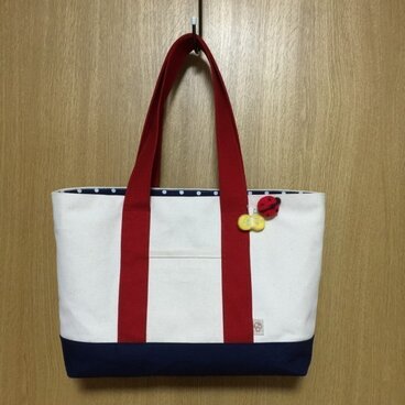 帆布三色 Ｌx  ブローチ付き