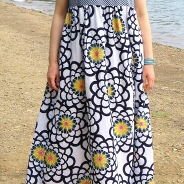 浴衣の切り替えボリュームワンピース　（白）