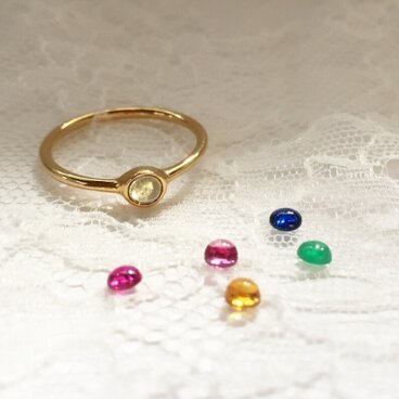 【amuret】K18 刻印が入れられる宝石を選んで作るセミオーダーリング(受注制作）