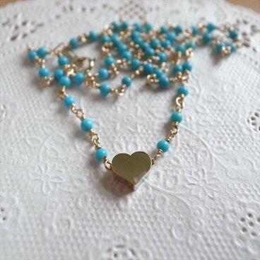 【まゆゆ様オーダー】ハートとターコイズのネックレス