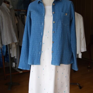 オーガニックコットンシルクちりめんシャツ　Women Mサイズ