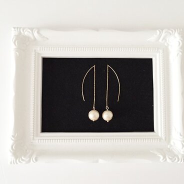 ゆらゆらコットンパールロングピアス