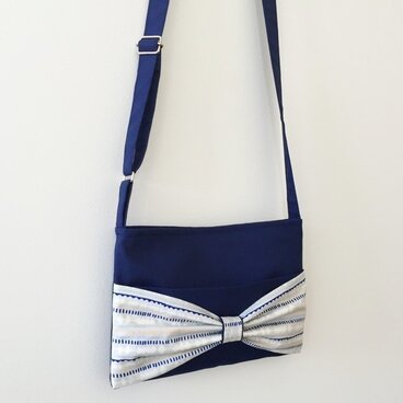 受注生産　リボンポシェット大人用もしくは親子兼用　ネイビーA