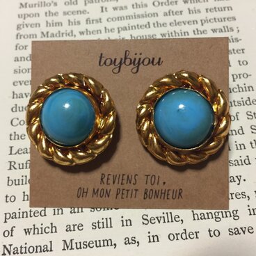 シャネルヴィンテージボタンピアス BL