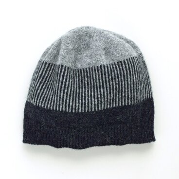 ボーダーニット帽 グレー