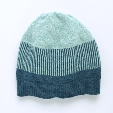 ボーダーニット帽 ブルー